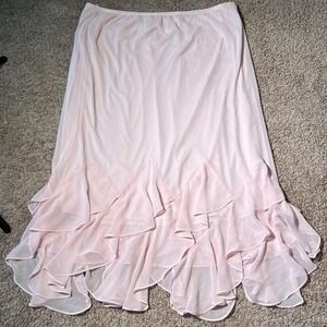 J.B.S. Ltd Pink Sheer Ruffle Maxi Skirt Plus Size 26W Y2K Fairycore Coquette